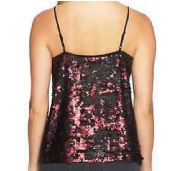 New 1.STATE Sequin Cami Top Dramatic Pause small V-Neck black burgundy camisole - Picture 3 of 12